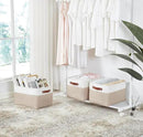 DECOMOMO Storage Bins Fabric Storage Baskets for Shelves, Linen Closet Organization Toys Nursery (Beige and White, Large - 3 Pack) by CozyNest Decor