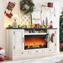 Fireplace TV Stand for 80 Inch TV, 35.7" Tall Farmhouse Entertainment Center W/36'' Electric Fireplace, Media Console with Large Storage Cabinets and Drawers for Living Room, Antique White by CozyNest Decor