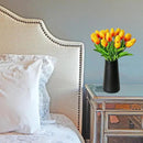 Mandy's Artificial Tulips 20 Stems Sunset PU Faux Flowers for Wedding Home Decor 13.5 Inch by CozyNest Decor