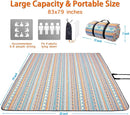 PY SUPER MODE Picnic Blankets Extra Large, Waterproof Foldable Outdoor Beach Blanket Oversized 83x79” Sandproof, 3-Layer Picnic Mat for Camping, Hiking, Travel, Park, Concerts(Orange Boho) by TinyTreasures Baby Boutique