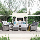 ovios 8 Pieces Patio Furniture Set, Outdoor Wicker Sofas with 2 Chairs, 4 Ottomans and Comfy Cushions, All Weather High Back Couch Set for Deck Porch, Grey Rattan, Grey by GreenHaven Gardens
