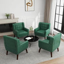 UIXE Faux Leather Accent Chairs Set of 4, Modern Arm Club Chair Upholstered Armchair for Living Room, Comfy Single Sofa Seats Button Tufted Reading Seating, Green by CozyNest Decor