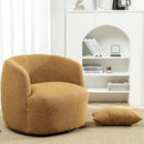 KINWELL 34" Wide Boucle Swivel Barrel Chairs Set of 2, No Assembly Round Upholstered Armchairs Accent Chairs Single Sofa Chair with Toss Pillow for Living Room and Bedroom, Brown by CozyNest Decor
