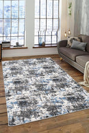 Non-Slip Washable 5x7 Area Rugs for Living Room Bedroom, Ultra Soft Bedside Rug, Indoor Floor Carpet for Kids Girls and Boys, Dorms, Nursery Rooms, Non-Skid Area Rug, 5' x 7', Abstract Blue - Grey by TinyTreasures Baby Boutique