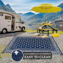 Pauwer Waterproof Outdoor Rug 8x10, Reversible Plastic Straw Patio Camping Rug, Indoor Outdoor RV Mat Carpet for Deck, Camper, Porch, Balcony, Backyard, Picnic, Bordered Navy by GreenHaven Gardens