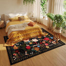 Living Room Rug 6x9 Rug Machine Washable Boho Area Rug Non Slip Floral Vintage Low Pile Large Rug for Living Room, Bedroom, Farmhouse, Dining Room, Kids Playroom(Black) by CozyNest Decor