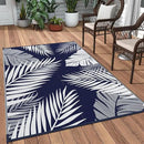 GENIMO Outdoor Rug 3' x 5' Waterproof for Patios Clearance, Reversible Outdoor Plastic Straw Camping Rug Carpet, Large Area Rugs Mats for RV, Camper, Deck, Balcony, Porch, Beach, Navy Blue&White by CozyNest Decor