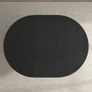 Dining Table For Farmhouse Kitchen Expandable Oval Table Top With Removable Leaf Trestle X Shaped Base - Black by HouseOfZazla