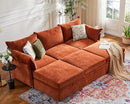 102.6" Luxury Modular Sleeper Sofa Bed 6 Seat Reversible Sectional Couch Deep Seat with Storage Chaises Removable Cover for Living Room, Apartment - Chenille Terracotta Orange by CozyNest Decor