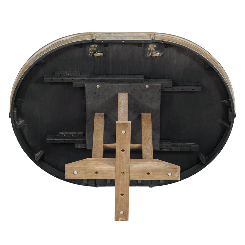 5-Piece Dining Set Extendable Round Table and 4 Upholstered Chairs Farmhouse Dining Set for Kitchen, Dining Room(Natural Wood Wash)