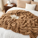 Cozy Bliss Faux Fur Throw Blanket for Couch, Cozy Warm Plush Striped Blanket for Sofa Bedroom Living Room, 60 * 80 Inches Toasty Brown by CozyNest Decor