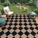 Lahome Checkered Easy Jute Outdoor Rug, 5x7 Area Rugs for Living Room Nature Large Dining Room Carpet, Farmhouse Outdoor Patio Non Slip Diamond Carpet for Home Office Bedroom Backyard Deck by CozyNest Decor