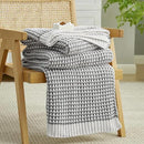 Amélie Home Chenille Waffle Throw Blanket for Couch, Reversible Pineapple Stitch Knit Soft Cozy Knit Blanket Lightweight Warm Decorative Throw for Sofa, Bed, Living Room, 50"x60", Grey&Ivory by CozyNest Decor