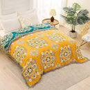 Boho Throw Blanket, 100% Cotton Ultra Soft Luxury Throw Rustic Quilt, Floral Printed Farmhouse Decor Bed Summer Blankets, All Season Rustic Reversible Bohemian Throw for Bed (60"x80" Yellow by CozyNest Decor