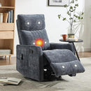 Manual Swivel Rocker Recliner Chair for Adults, Overstuffed Reclining Glider Chair for Nursing with Vibration Massage & Heat, Living Room Rocking Recliner 2-Stage backrest, Chenille Fabric Blue by CozyNest Decor