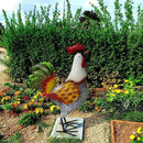 Metal Rooster Statue, Garden Outdoor Decor, Red and Gold Feathers, Weather Resistant, Metal Chicken Yard Art Sculpture, Iron Garden Animal Statue by CozyNest Decor