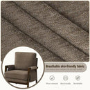Modern Accent Chair for Living Room Mid Century Arm Chair Upholstered Bedroom Chair Comfy Lounge Chair with Solid Wood Frame, Dark Brown