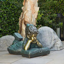 Alpine Corporation 16" Tall Indoor/Outdoor Girl Laying Down Reading Book Statue Set Yard Art Decoration by GreenHaven Gardens