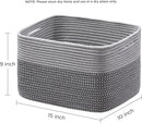 UBBCARE 4 Pack Baskets for Organizing, Woven Storage Baskets for Toys and Towel, Rectangle Cotton Rope Basket with Handles, 15''L x10''W x9''H, Mixed Grey by TinyTreasures Baby Boutique