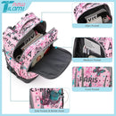NEW TILAMI 18 inch Rolling Backpack for Kids, Waterproof, Adjustable Handle, Stair Climbing, Large Storage for School, Travel, Girls & Boys, Pink Paris by TinyTreasures Baby Boutique
