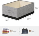 Linen Folding Storage Bins, 3 Pack Large Storage Baskets, Washable, Clothing Storage Bins with Handle, Closet Organizer for Storage Sweater,Sheets (gray black, 18½"x13½"x8½") by CozyNest Decor