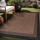 Bordered Outdoor Rug 6x9 Washable Outside Carpet for Indoor Patio Porch Waterproof Easy Cleaning Non Shedding Area Rugs Nut Brown 6 x 9 by CozyNest Decor
