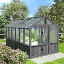 MUPATER 6' x 12' Walk-in Wooden Polycarbonate Greenhouse with Ventilated Window & Lockable Door, Multi-Layer PC Panels for UV Protection, Greenhouse Kit for Outdoor, Garden and Backyard, Black by GreenHaven Gardens