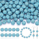 105pcs 10mm Rhinestone Beads for Jewelry Making, Aquamarine Shiny Round Disco Ball Beads Bulk, Sparkle Crystal Clay Christmas for Bracelet Baseball Necklace Earring Crafting and DIY by TinyTreasures Baby Boutique