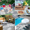 Outdoor Rug 10'x8' Waterproof for Patios Clearance, Reversible Outdoor Plastic Straw Rug Camping Carpet, Outside Floor Mats Large Area Rugs for RV,Patio,Deck,Porch,Beach,Balcony,Grey&White by GreenHaven Gardens