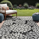 Beverly Rug Outdoor Rug 10x14 Modern Exotic Tropical Leaf Area Rugs for Indoor and Outdoor Patio Deck Porch Garden Water Resistant Washable Outside Carpet (10 x 14 Dark Gray) by CozyNest Decor