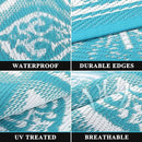 Pauwer Waterproof Outdoor Rug 6x9, Reversible Plastic Straw Patio Camping Rug, Indoor Outdoor RV Mat Carpet for Deck, Camper, Porch, Balcony, Backyard, Picnic, Clover Teal by GreenHaven Gardens