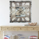 The Gears Clock 24'' Inch Square Real Moving Gear Wall Clock Vintage Industrial Oversized Rustic Farmhouse (Grey and White) by CozyNest Decor