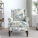 Lumibee High Back Accent Chair Set of 2, Armchair in Fabric,Comfy Upholstered Wingback Single Sofa Reading Chairs with Solid Wood Legs for Living Room,Bedroom,Office-Plants Blue by CozyNest Decor