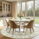 jinchan Round Rug 8ft Area Rugs - Vintage Floral Distressed Design Machine Washable Non-Slip Low-Pile Ultra-Thin Circle Rug for Living Room Dining Room Bedroom Home Office Farmhouse (8' Round,Taupe) by TinyTreasures Baby Boutique
