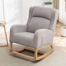 Rocking Chair Nursery, Nursing Rocking Chairs for Mom Nursery, Comfy Wingback Glider Rocking Armchair with Foot Rest and Side Pocket for Nursery Living Room Bedroom, Teddy Grey by TinyTreasures Baby Boutique