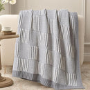 Amélie Home Chenille Knit Throw Blanket for Couch, Checkered Texture Decorative Soft Blanket for Sofa, Bed & Living Room, 50"x60", Grey & White by CozyNest Decor