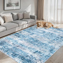 Area Rugs 10x12 Living Room - Washable Rug Modern Abstract Soft Large Neutral Non-Slip Carpet Indoor Floor Thin Carpets for Bedroom Dining Room Farmhouse Nursery Home Office Blue Grey by TinyTreasures Baby Boutique