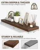 Marsmiles 36" Floating Shelves for Wall, Wooden Shelves with Invisible Brackets Set of 2, Rustic Farmhouse Wall Mounted Shelf for Kitchen Bathroom Living Room Study, Walnut by CozyNest Decor
