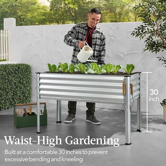 Best Choice Products 48x24x30in Galvanized Raised Garden Bed, Metal Elevated Planter Box, Vegetable Garden for Backyard, Patio, Balcony - Silver, photo 3 of 8