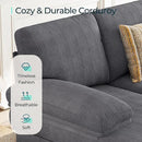 LINSY HOME Sectional Couch, 111'' W Corduroy U Shaped Sofa with Sleepable Armrests, 4 Seat Couch with Double Chaises, Deep Sofa for Living Room, Grey