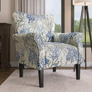 BELLEZE Modern Accent Chair for Living Room, High Back Linen Armchair with Wooden Legs, Upholstered Wingback Side Chair Padded Armrest Single Sofa for Living Room, Bedroom - Allston (Blue Coral) by CozyNest Decor