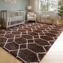 ONASAR 6x9 Area Rugs for Living Room Bedroom, Washable Large Fluffy Brown and White Throw Rug, Geometric Soft Plush Shaggy Fuzzy Floor Carpet for Nursery Kids Girls Boys Teen Dorm Home Office Decor by TinyTreasures Baby Boutique
