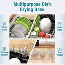 Dish Drying Rack in Sink, Expandable Stainless Steel Dish Drainers for Kitchen Counter, Dish Dryer Rack for Inside Sink, Over The Sink Dish Racks with Utensil Holder, Silver by CozyNest Decor