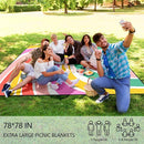 ADecor Picnic Blankets, 79" x 79" Large Beach Blanket Waterproof Sandproof, Foldable Lightweight Portable Picnic Mat Beach Vacation Essentials for Park, Camping, Hiking, Travel, Grass Lawn by TinyTreasures Baby Boutique
