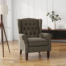 UIXE High Back Accent Chairs Set of 2, Upholstered Armchair in Fabric, Retro Wingback Arm Chair for Living Room, Comfy Single Sofa Bedroom Reading Seat with Solid Wood Legs - Taupe by CozyNest Decor