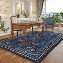 5x7 Washable Rug Vintage Floral Botanical Area Rug Non Slip Low Pile Large Rugs for Living Room, Bedroom, Farmhouse, Dining Room, Kids Playroom, Blue by TinyTreasures Baby Boutique