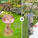 iBorn Bird Feeders for Outdoors, 2LB Metal Bird Feeders 17cm Large Roof &Tray, 4 Feeding Ports, Brushed Copper Finishing by CozyNest Decor