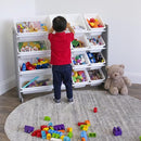 Humble Crew Supersized Toy Storage Organizer with 16 Removable Bins, Grey/White – Large Toy Storage for Toddlers Ideal for Kids' Rooms, Playrooms, and Nurseries - Modern Toy Bins for Kids by TinyTreasures Baby Boutique