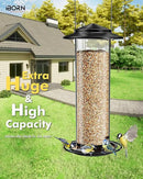 iBorn Metal Bird Feeder for Outside Hanging,Wild Bird Feeders for Cardinal,18cm Large Roof&Green,42CM Long,4.5lb High-Capacity(Seed is not Included) by CozyNest Decor