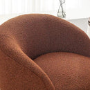 KINWELL 34" W Swivel Barrel Chair Set of 2, Mid Century Modern Round Upholstered Boucle Swivel Accent Chairs, No Assembly Sofa Chair for Living Room Bedroom Reading, Brown by CozyNest Decor